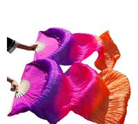 AHUFGN Ventaglio per Danza Ventaglio di Seta Danza del Ventre for Performance sul palco Velo (2 Pezzi)(Color 15,2pcs-180x90cm)