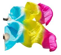 AHUFGN Ventaglio per Danza Ventaglio di Seta Danza del Ventre for Performance sul palco Velo (2 Pezzi)(Color 14,2pcs-180x90cm)