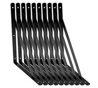 AHUNTTER 10 staffe per mensole, 300 mm, resistenti staffe triangolari in metallo, supporto per mensole ad angolo retto da parete, colore nero