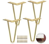 AHUNTTER 4 gambe dorate, 20 cm, gambe per mobili in metallo, resistenti gambe da tavolo per divani, armadi, armadi, armadi TV, cassetti, scrivania, con protezioni per pavimenti in gomma e viti