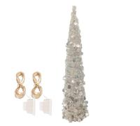 Ahuuen Alberi di Natale artificiali, albero di Natale realistico glitterato, 1,5 m, piante realistiche, decorazione per portico, interni ed esterni, tavolo, scrivania, decorazione di Halloween
