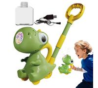 Ahuuen Bubble Lawn Mower, Dinosaur Bubble Blower | Blower di bolla automatico con luce a LED,Dinosaur Outdoor Push Backyard Toys, 10 buche, intrattenimento da giardino