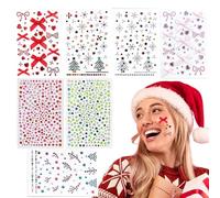 Ahuuen Decorazione natalizia per il viso da donna, 7 fogli di adesivi per il viso, per cosplay, per il viso, per cosplay, per il viso, per il viso