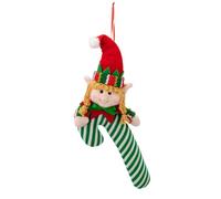 Ahuuen Decorazioni Natalizie Caramelle,Pupazzo Peluche di Zucchero con Cappello Verde | Bambola con Cappello Verde e Bastone per Casa Giardino Porte Interno Esterno
