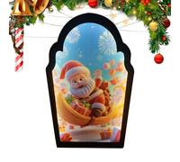 Ahuuen Specchio Olografico Natalizio Led Design Babbo Natale,Novità Specchio LED Babbo Natale | Decorazione Proiezione per Porta Finamera Camera Bagno Ufficio Scuola Festività