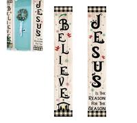 Ahuuen Stendardo Sacro Natale Presepe - 2 Pezzi Stendardi Gesù per Esterno | Insegna Stile Buffalo Resistente Agli Agenti Atmosferici per Decorazioni Festive per Interni ed Esterni