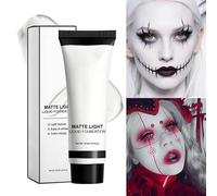 Ahuuen Trucco Bianco - Fondotinta Liquido,37ml Portatile Resistente Antisbavature Effetto Matte Per Adulti e Bambini Halloween Carnevale Festività Teatro
