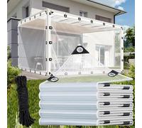 AHWEKR 1.2m x 4.5m Telo Impermeabile Trasparente Occhiellato, 8mils Telone Antipioggia per Esterno, Telo Plastica Antivento per Balcone Giardino Gazebo