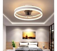 AHWEKR Ventilatore da soffitto con Luce e Telecomando, Φ50 cm, LED dimmerabile, 6 velocità, Silenzioso, Lama Reversibile DC, Ventilatore da soffitto per Cucina e Camera da Letto, 30 Watt Bianco