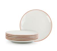 AHX Piatti Piani Ceramica Piatto Grande - Set di 6 Piatti Grandi Minimalisti - Servizio Piatti Moderni per Cena - Ideale per la Portata Principale | Bistecca | Insalata | Pasta - 25,3 cm - Bianco
