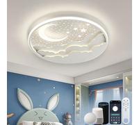 AHXIAOZN Plafoniera per Bambini LED Compatibile con Alexa, Moderna Stella Luna Lampadario, Lampada da Soffitto Bambini LED Dimmerabile con Telecomando per Ragazzi Ragazze Cameretta