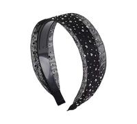 AHYBE Fascia per capelli in plastica con strass neri con fascia per capelli fatta a mano, antiscivolo, per ragazze e donne (A)
