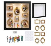 AHYDFSR DIY Mini Museum Silhouette Box, Cornici Piccole Museo, Shadow Box Frame Kit, con Gold Mini Frames & Figurines, Cornice Personalizzata con Foto, for Valentine'S Day & Anniversaries