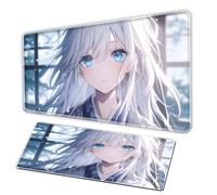 AI Anime Girl MousePad, Cute Girl Game Keyboard Pad, Anime MousePad XXL 3mm Rubber Anti Slip Base Smooth Surface - Suitable for Home OfficeMousePad (80×40×0.3c'm)
