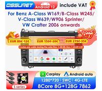 AI CarPlay Android12 autoradio lettore multimediale Stereo per Mercedes-Benz classe A-B-V B200 W169 W245 W639 W906 Sprinter GPS Navi