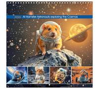 AI Hamster Astronauts exploring the Cosmos (Wall Calendar 2026 12" x 24" / 30 x 60 cm (open)) CALVENDO 12 Month Wall Calendar
