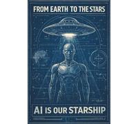 AI Is Our Starship: Sci Fi Notebook & Lined Journal for UFO, Alien & AI Lovers | Vintage Blueprint Cyborg Cover | Space Logbook Gift, 120 Pages, 6x9 | Intergalactic Cosmic Diary 2026