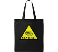 AI is Sentient Artificial Intelligence Illuminati All Seeing Eye Borsa Tote in Cotone Ecologico Naturale Nero, Nero , Taglia unica