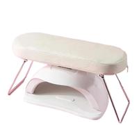 ai polsi delle unghie, Manicure Folding Memory Foam Faux Leather Nail Arm Rest White, Pink(White)