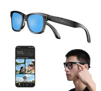 AI Smart Glasses with Camera, 800W HD Camera Glasses with Music & Call Features, Cameras Glass for Men, 144 Language & Accent, Anti-Blue Light & UV Protection (Blue Lenses)