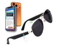 AI Smart Occhiali con Bluetooth per Uomini Donne ChatGPT-Claude-Gem wd 200 Lingue Precisione 99%, Transcribe, 5.3 Android Siri Touch e Voice Assistant Occhiali con Altoparlanti, 120H SB NERO DOMINATOR