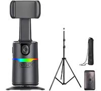 AI Smart Tracking Gimbal, rotazione a 360 ° Auto Face Tracking Phone Camera Treppiede Stand, Telecomando Wireless, 8,1 g, 3,2 x 3,2 x 7,1 pollici per Vlog Live Stream e creazione di contenuti social