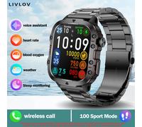 AI Voice Assistant Smart Watch, tracker di attività con schermo HD da 1.96 ''con 100 + chiamate sportive/Bluetooth/avvisi SMS/torcia elettrica