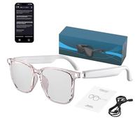 AI Wireless Bluetooth Translation Glasses, Euvelle Bluetooth Smart Glasses for Men&Woma with 110+ Languages, Sunglasses Polarized with Simultaneous Interpretation,Anti-Blue Light UV Protection (White)