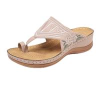 AIAMEWYT Sandali ortopedici con zeppa da donna - Comode scarpe spiaggia a punta aperta supporto per alto, rosa, taglia 39 Sandali da donna