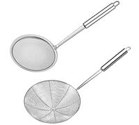 Aiareozy 2 Pezzi Schiumarola Acciaio Inox, Ragno da Cucina Acciaio, Schiumarola per Fritti, Colino Fritto, Ragno Cucina per Cucinare, Friggere, Arrostire, Pasta o Gnocchi in Cucina