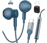 AIAUXAI In Ear Cuffie USB C per Samsung S26 S25 S24 S23 A56 A16 A17 Blu | Microfono e Controllo Volume, Design Magnetico Auricolari con Filo per iPhone 18 Pro 17 16 15 Cuffie Pixel 11 10 9 per Xiaomi