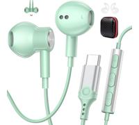 AIAUXAI In Ear Cuffie USB C per Samsung S26 S25 S24 S23 A56 A16 A17 Ciano | Microfono e Controllo Volume, Design Magnetico Auricolari con Filo per iPhone 18 Pro 17 16 15 Cuffie Pixel 11 10 9 per Xiaomi