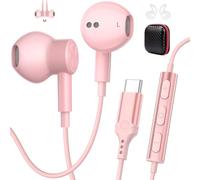 AIAUXAI In Ear Cuffie USB C per Samsung S26 S25 S24 S23 A56 A16 A17 Rosa | Microfono e Controllo Volume, Design Magnetico Auricolari con Filo per iPhone 18 Pro 17 16 15 Cuffie Pixel 11 10 9 per Xiaomi