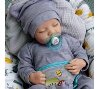 AIBAOLIAN Bambole Reborn in Silicone Morbido 17 Pollici 48cm Realistica Bambole Che Sembra Vera Maschio Neonato con Gli Occhi Chiusi Bambino Ragazzo