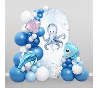 AIBIIN 100 x 210 cm sottomarino a forma di arco marino sfondo sotto il mare tema polpo arco copertura per Birthda Baby Shower torta Smash Party Decor