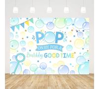 AIBIIN 2,1 x 1,5 m blu estate piscina sfondo pop on by for a bubbly good time sfondo per ragazzi 1 ° compleanno baby shower sfondo fotografia bolla decorazioni per feste banner forniture foto puntelli