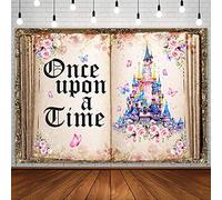AIBIIN 2,1 x 1,5 m C'era una volta sfondo libri fiaba castello rosa floreale principessa storia romantica vecchio libro di apertura foto sfondo matrimonio baby shower decorazioni festa di compleanno banner oggetti di scena foto
