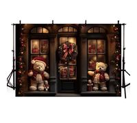 AIBIIN 2,1 x 1,5 m Inverno Natale Finestra Sfondo Negozio di Caramelle Orso Ghirlanda di Natale Fotografia Sfondo Bambini Ritratto Famiglia Festa Decorazione Banner Studio Prop Forniture