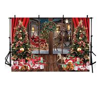 AIBIIN 2,1 x 1,5 m Natale Fotografia Sfondo Ghirlanda Finestre Ghirlande Pareti In Legno Alberi Regali Per Babbo Natale Sfondo Bambini Ritratti Famiglia Party Decorazioni Studio Puntelli