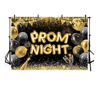 AIBIIN 2,1 x 1,5 m Prom Night Sfondo The Prom 2025 Party Photography Sfondo Nero Oro Palloncini Decorazioni Laureati Compleanno Evento Forniture per feste