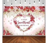 AIBIIN 2,1 x 1,5 m San Valentino Baby Shower sfondo per ragazza un po 'innamorato è sulla strada decorazioni per feste fard rosa rosa amore palloncino San Valentino fotografia sfondo banner servizio