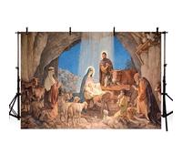 AIBIIN 2,1 x 1,5 m Scena di Natale Presepe Fotografia Sfondo Notte Santa Natività Sfondo Fotografico Nascita di Gesù Ritratto Photobooth Decorazione Banner