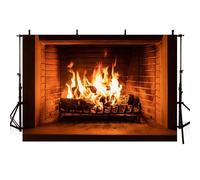AIBIIN 2,1 x 1,5 m Sfondo Camino Bruciante Muro di Mattoni in Legno Fiamma Fuoco Fotografia Sfondo Outdoor Viaggi Casa Camino Decor Banner Ritratto Foto Puntelli