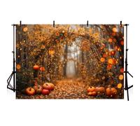AIBIIN 2,1 x 1,5 m sfondo fotografico autunnale foglie d'acero zucca sfondo glitter scena foresta per bambini compleanno baby shower torta smash decorazioni per feste foto puntelli