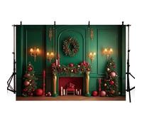 AIBIIN 2,1 x 1,5 m sfondo natalizio retrò interno camino di Natale decorazione albero di Natale banner ritratto fotografia sfondo foto puntelli