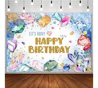 AIBIIN 2,1 x 1,5 m She is a Gem Sfondo fotografico per bambini con scritta in inglese "She is a Gem Happy 1st Birthday" (lingua italiana non garantita)