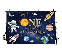 AIBIIN 2,1 x 1,5 m spazio esterno ragazzo sfondo compleanno per fotografia Un anno primo viaggio intorno al sole Universo Astronauta razzo ritratto sfondo studio servizio fotografico decorazione