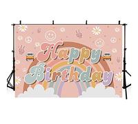 AIBIIN 2,1 x 5 piedi buon compleanno sfondo per ragazza arcobaleno hippie Boho decorazioni per feste di compleanno margherita fiore Groovy fotografia sfondo foto studio stand puntelli banner