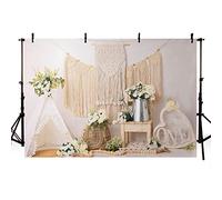 AIBIIN 2,1x1,5 m Boho Tema 1 ° Compleanno Sfondo Tenda Margherita Un Anno Vecchio Compleanno Ritratto Fotografia Sfondo Boemia Stile Nappe Banner Bambini Baby Shower Festa Torta Tavolo Decorazione