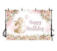 AIBIIN 2,1x1,5 m Ragazza Boho Tema Compleanno Sfondo per Fotografia Coniglietto di Pasqua Rosa Fiore Oro Dot Stella Foto Studio Sfondo Bambini Boemia Pampa Erba Torta Tavolo Baby Shower Decorazione